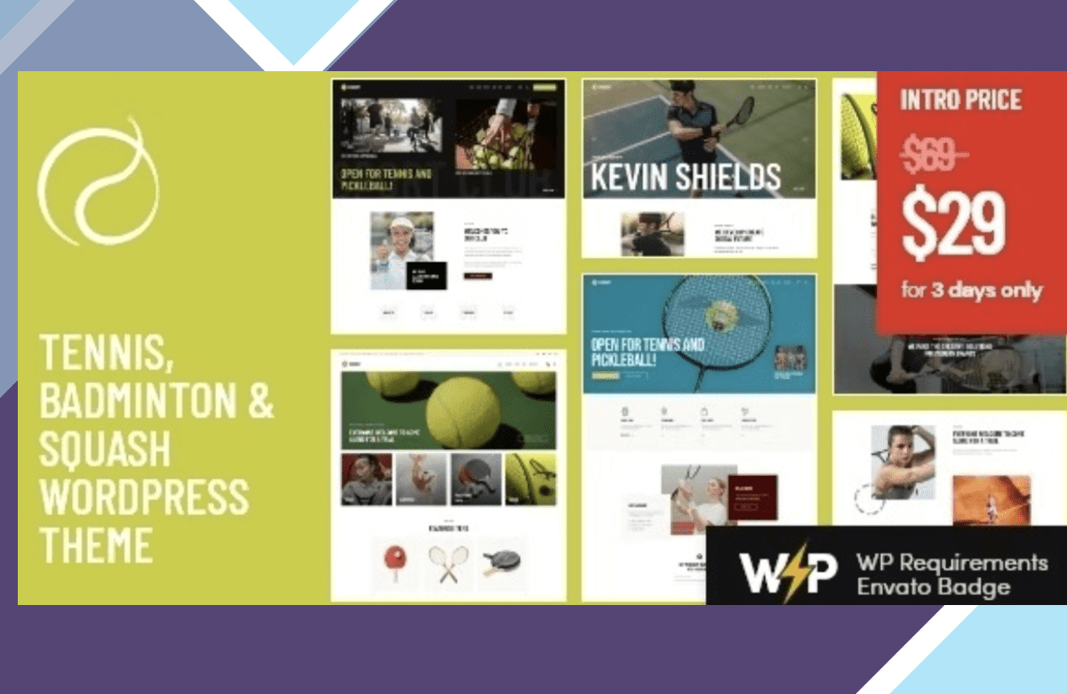 Racquet – Tennis, Badminton and Squash WordPress Theme screenshot