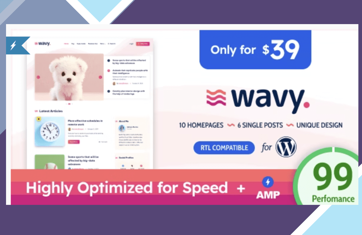 Wavy – Modern and Lightweight Blog for WordPress screenshot