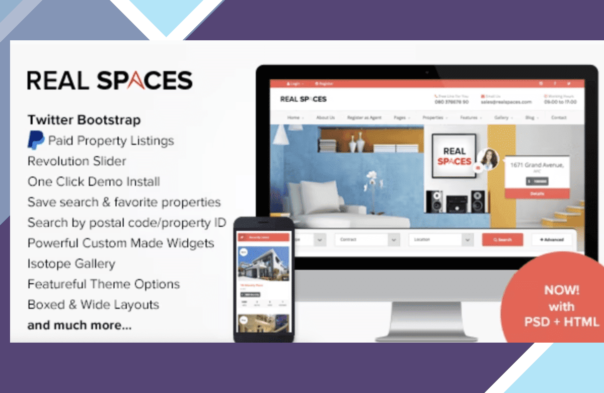 Real Spaces – WordPress Properties Directory Theme screenshot