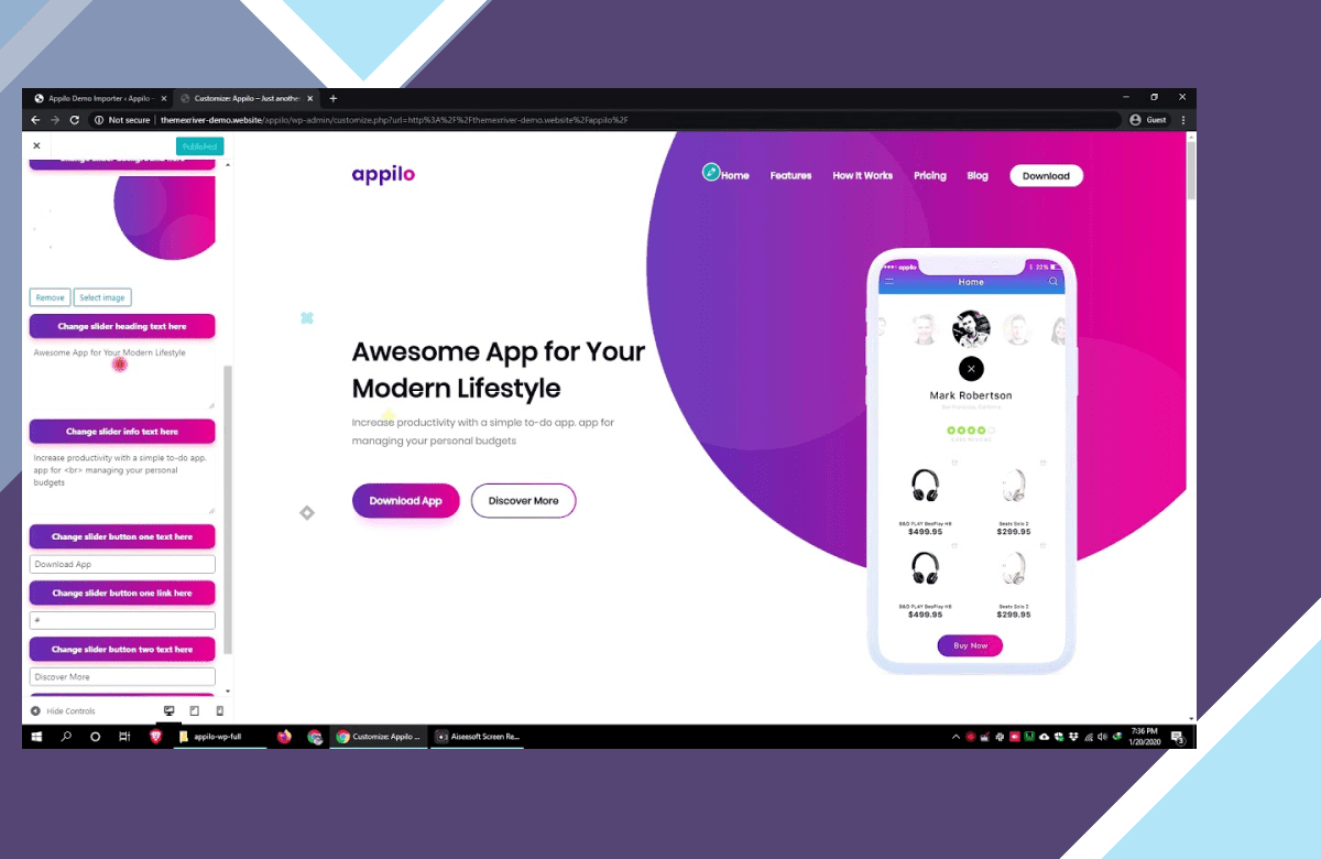 Appilo – App Landing Page WordPress Theme screenshot