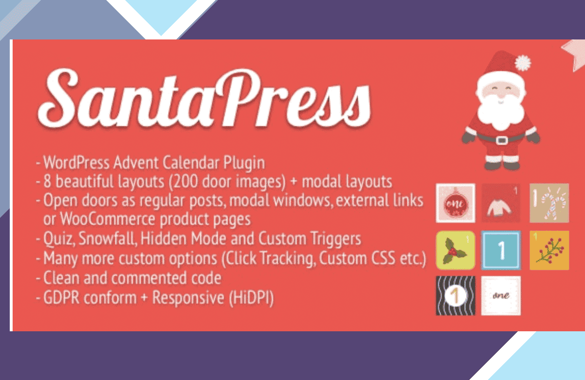 SantaPress – WordPress Advent Calendar Plugin and Quiz Download screenshot