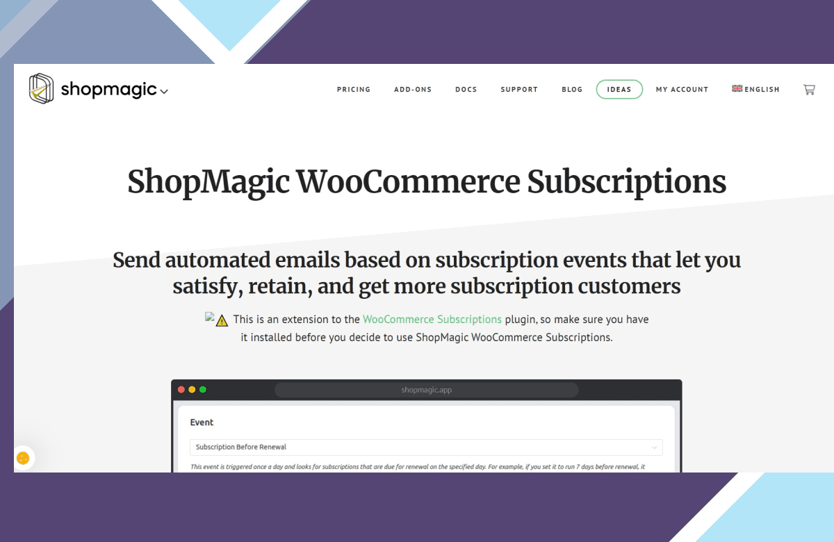 ShopMagic for WooCommerce Subscriptions screenshot