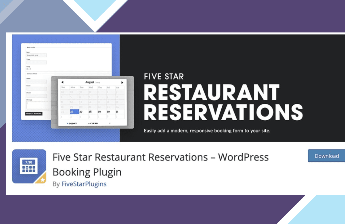 Five Star Restaurant Reservations Premium – WordPress Booking Plugin screenshot