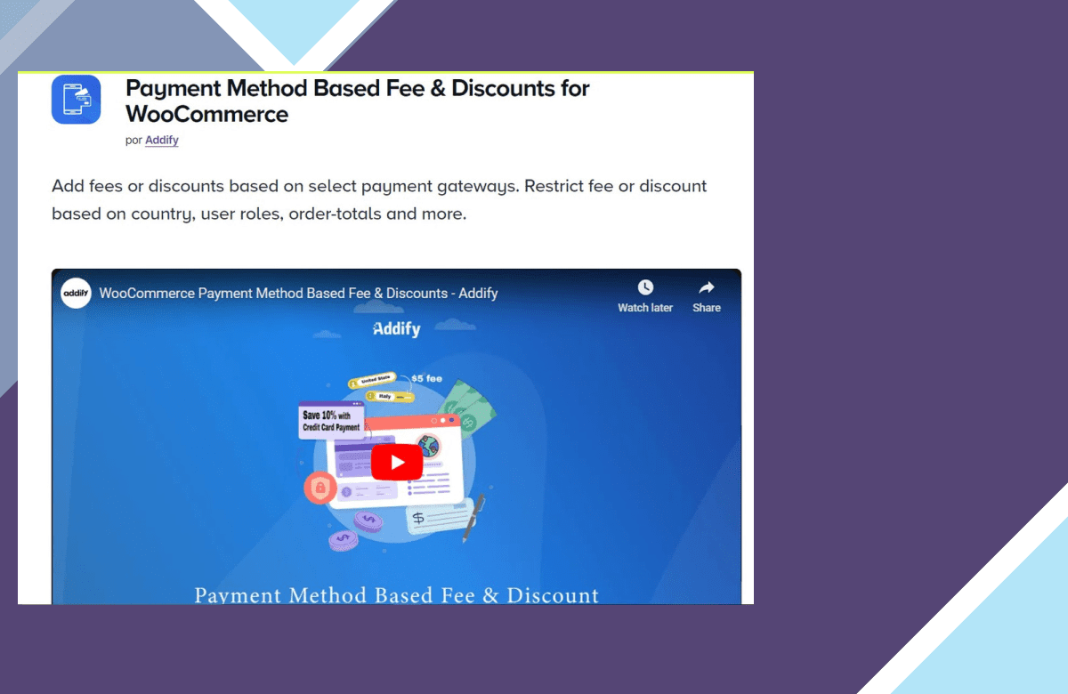 Payment Method Based Fee and Discounts screenshot