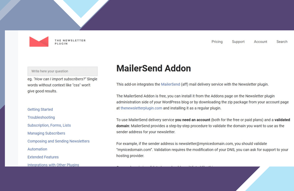 Newsletter – Mailersend screenshot