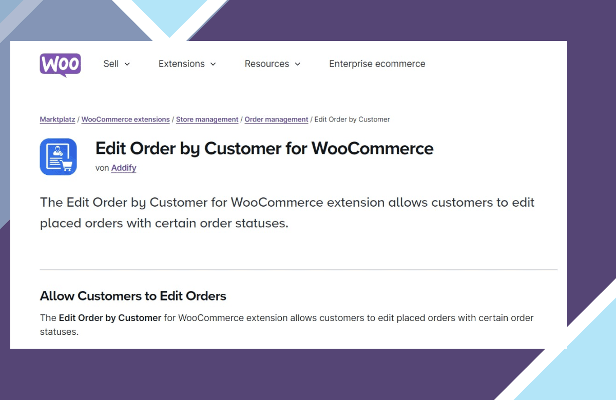 Edit Order by Customer screenshot