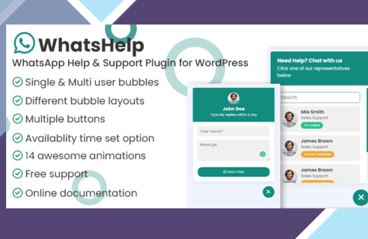 WhatsApp Chat Support Pro WordPress Plugin screenshot
