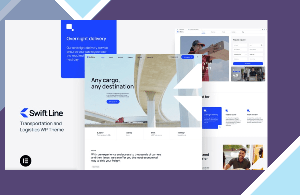 SwiftLine – Transportation Logistics WordPress Theme screenshot