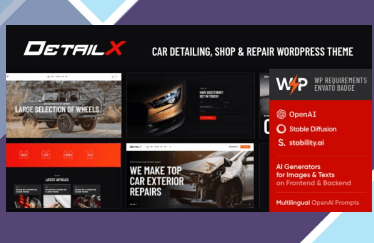 DetailX – Car Detailing, Shop and Repair Theme screenshot