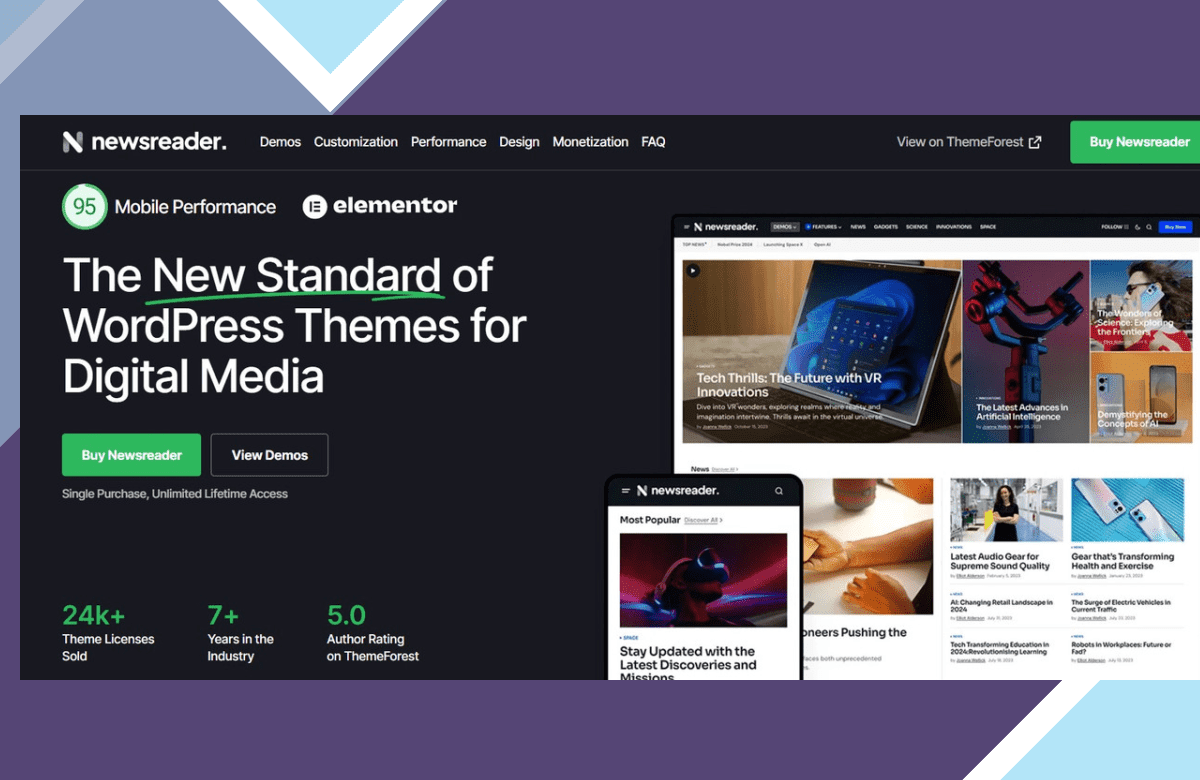 Newsreader – Revolutionary WordPress Theme screenshot