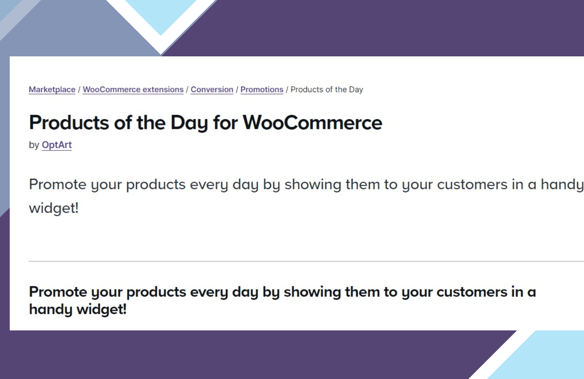 WooCommerce Products of the Day screenshot