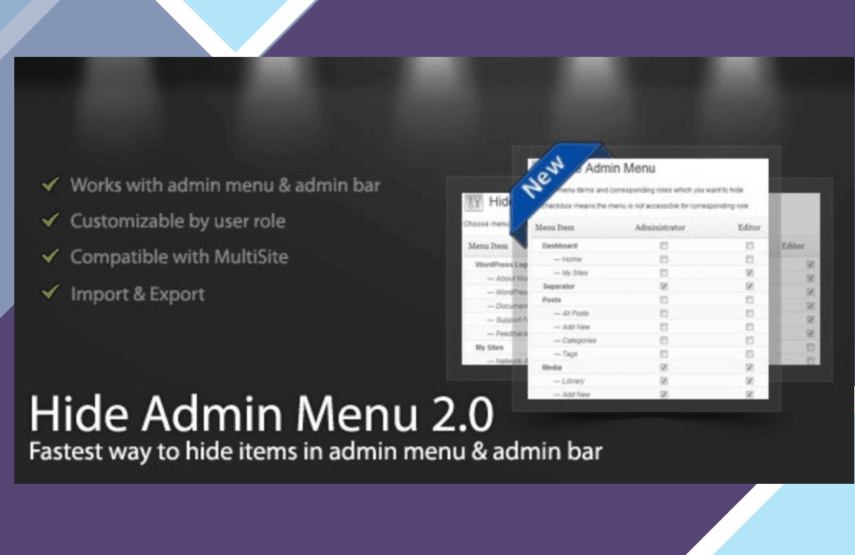 WordPress Hide Admin Menu screenshot
