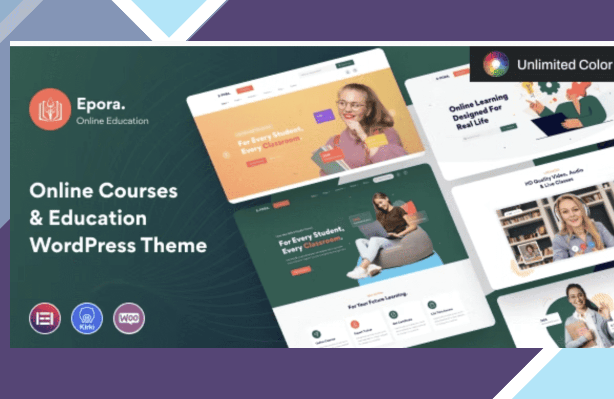 Epora – Online Courses and Education WordPress Theme screenshot