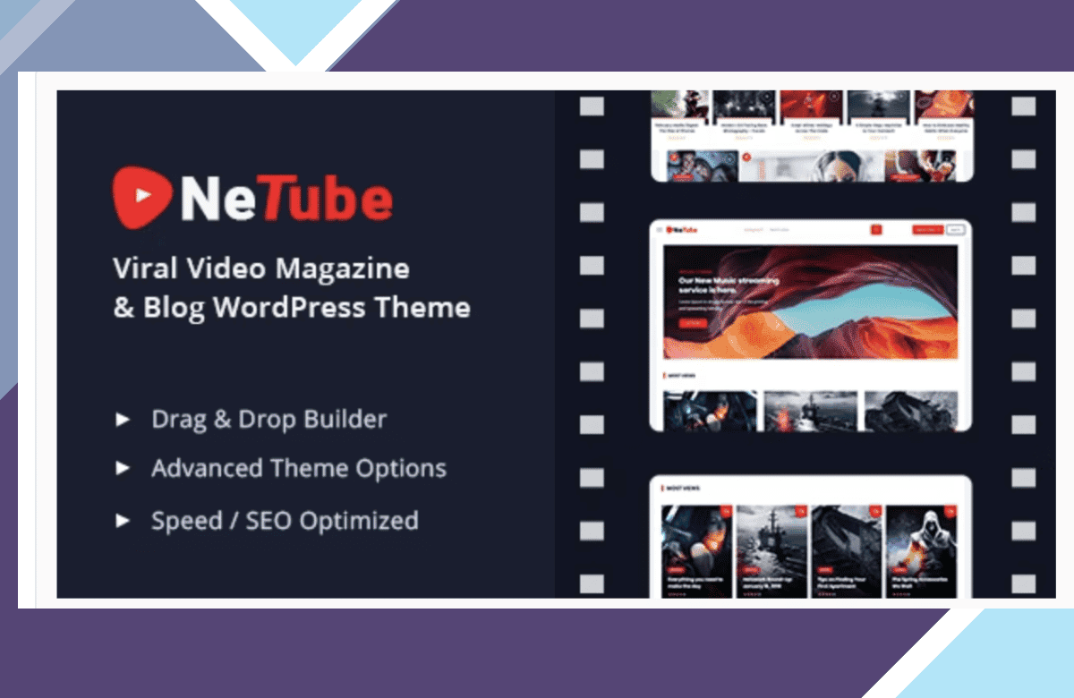 Netube – Viral Video Blog / Magazine WordPress Theme screenshot