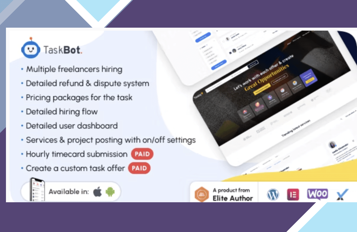 Taskbot – A Freelancer Marketplace WordPress Plugin screenshot