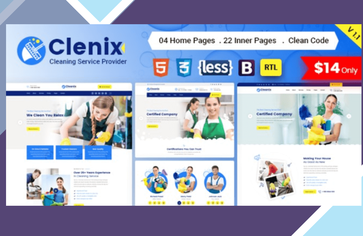 Clenix – Cleaning Services WordPress Theme screenshot