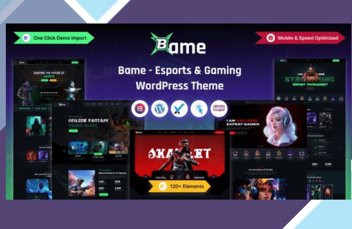 Bame – eSports and Gaming WordPress Theme screenshot