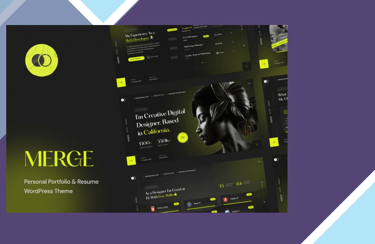 Merge – Personal Portfolio and Resume WordPress Theme screenshot
