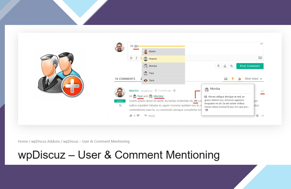 wpDiscuz – User and Comment Mentioning screenshot
