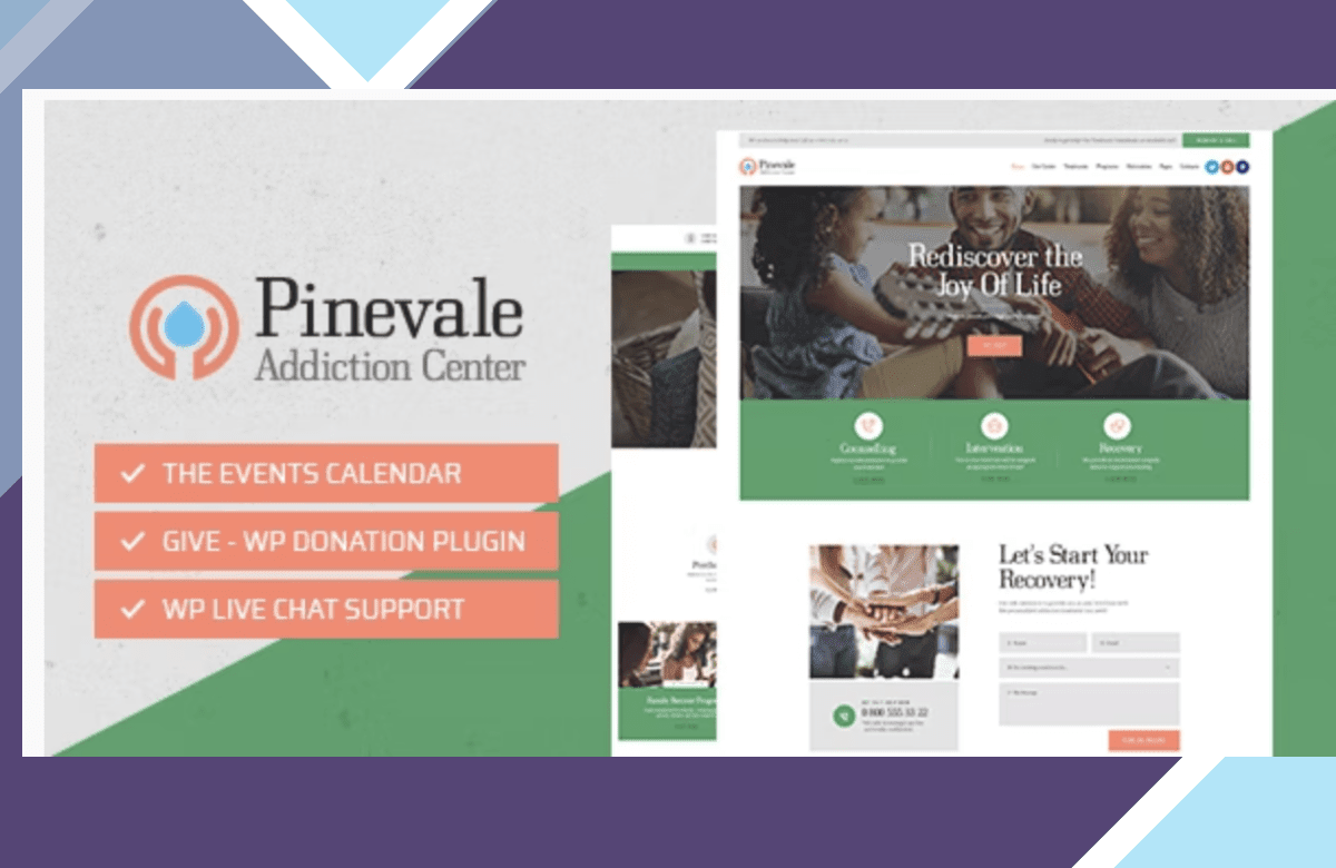 Pinevale – Addiction Recovery and Rehabilitation Center WordPress Theme screenshot