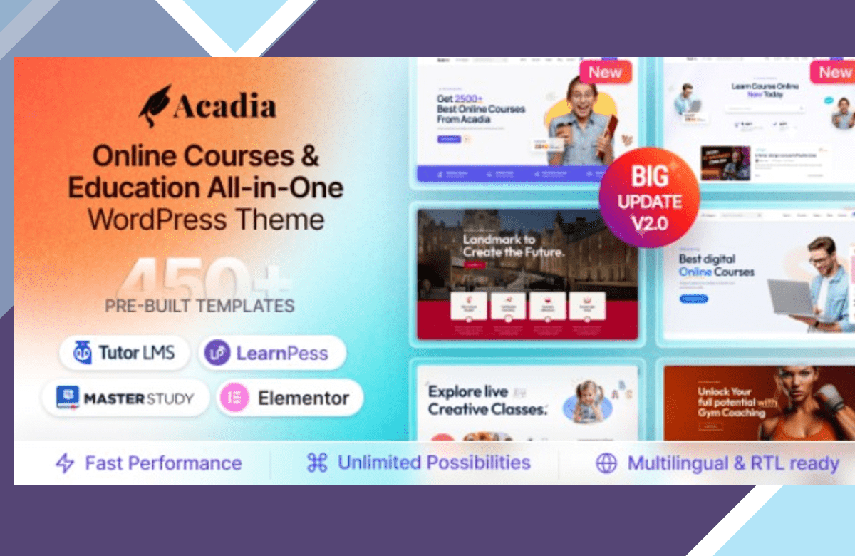 Acadia – Education WordPress Theme screenshot