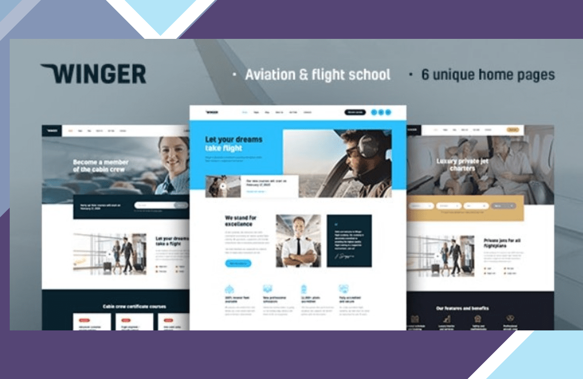 Winger – Aviation and Flight School WordPress Theme screenshot