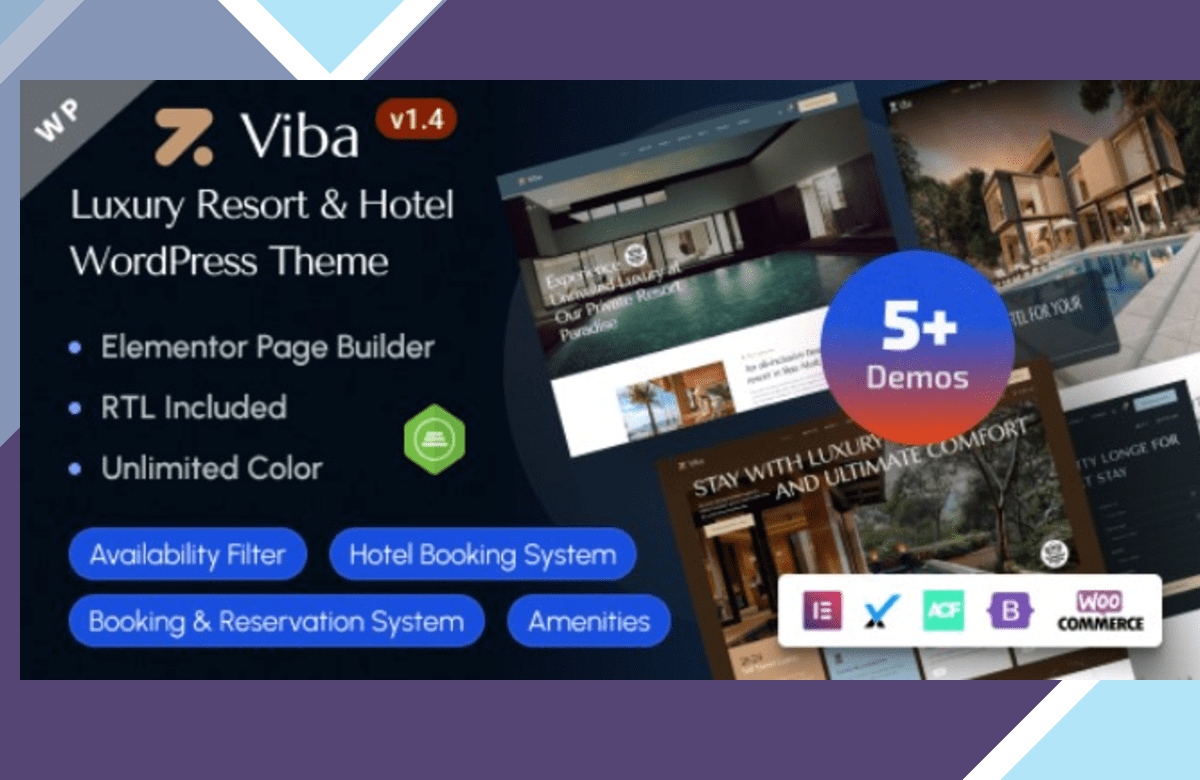 Viba – Luxury Resort and Hotel Elementor WordPress Theme screenshot