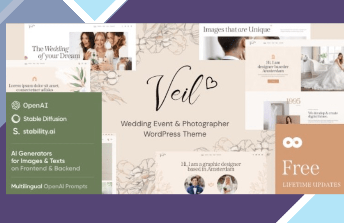 Veil – Wedding Event and Photographer WordPress Theme screenshot
