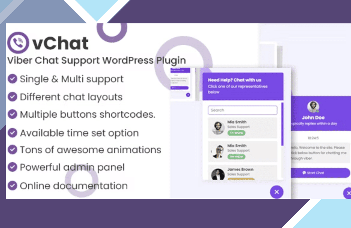 vChat – Viber Chat Support WordPress Plugin screenshot