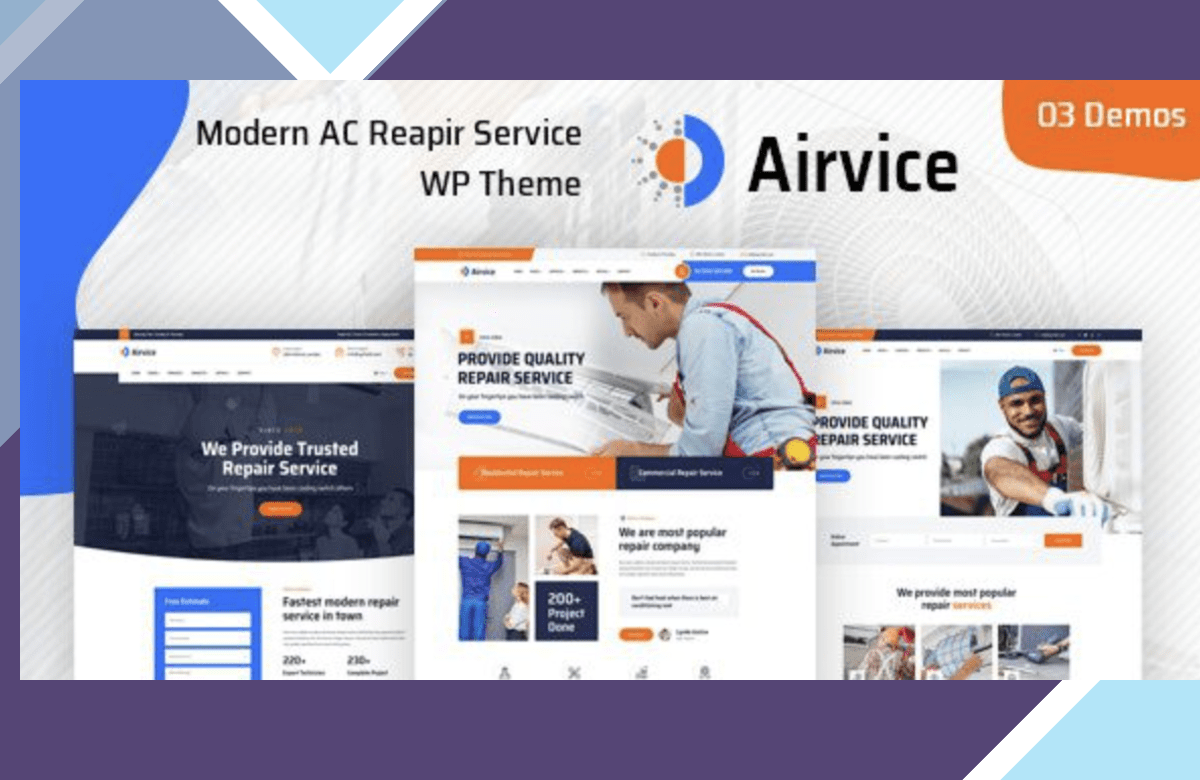 Airvice – AC Repair Services WordPress Theme screenshot