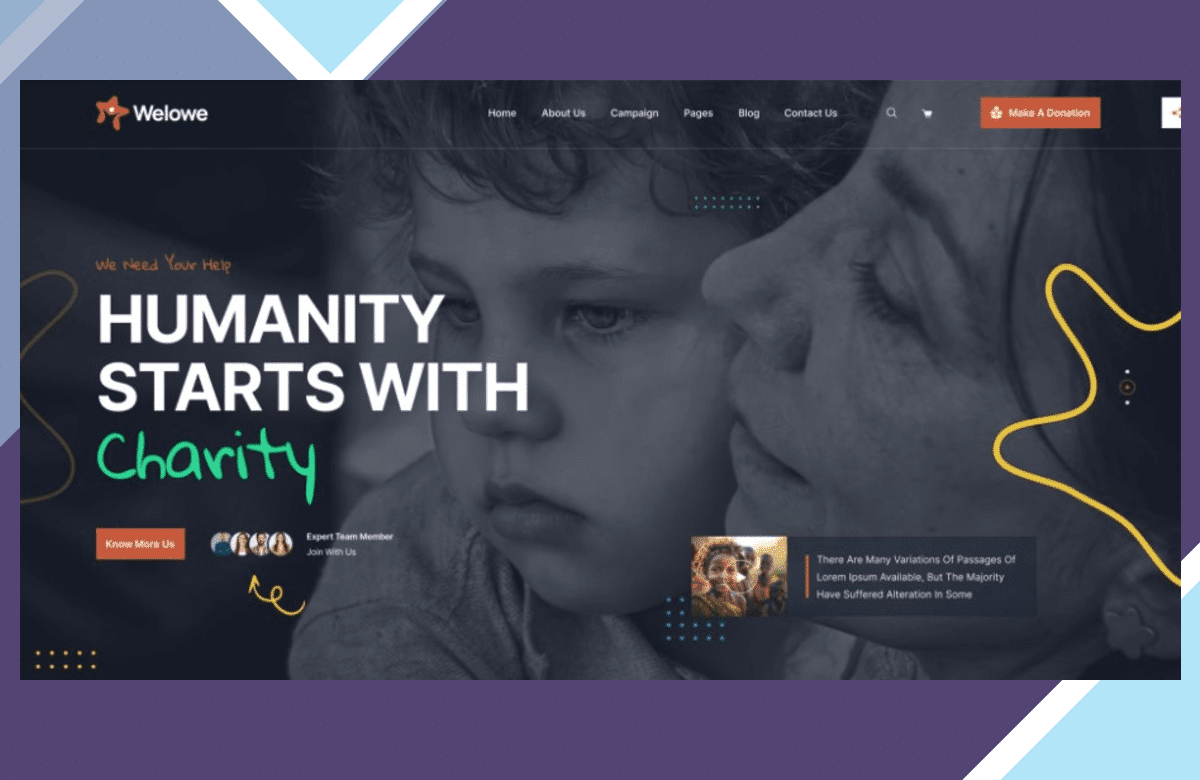 Welowe – Nonprofit Charity WordPress Theme screenshot