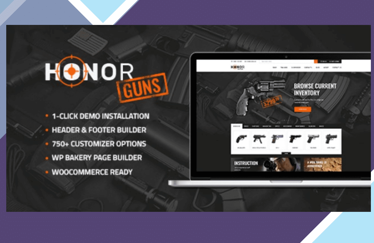 Honor – Shooting Club and Weapon Store WP Theme screenshot