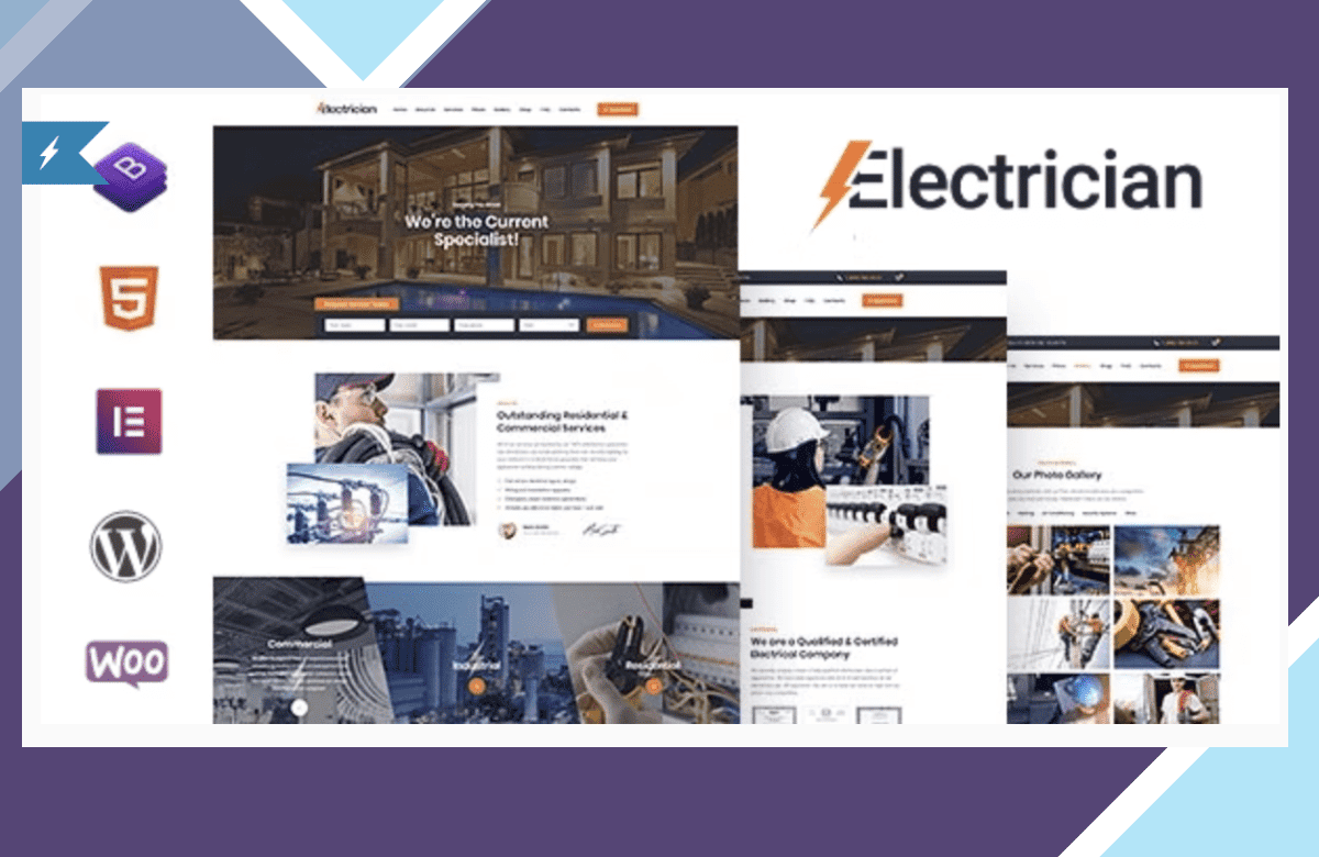 Electrician – Electricity Services WordPress Theme screenshot