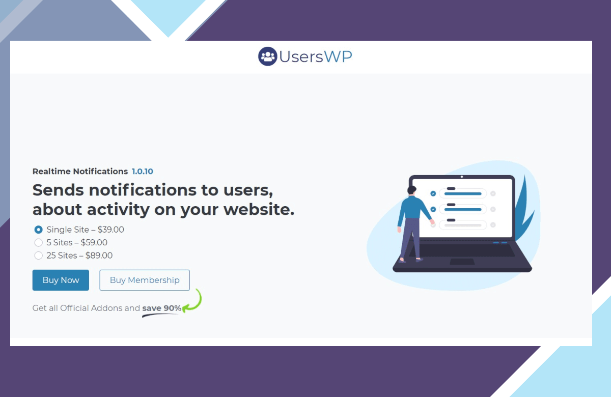 UsersWP Realtime Notifications screenshot