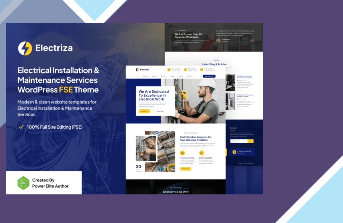 Electriza – Electrical Installation Services Theme screenshot