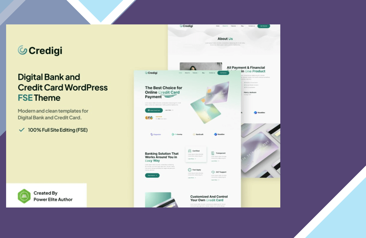 Credigi – Digital Bank and Credit Card WP Theme screenshot