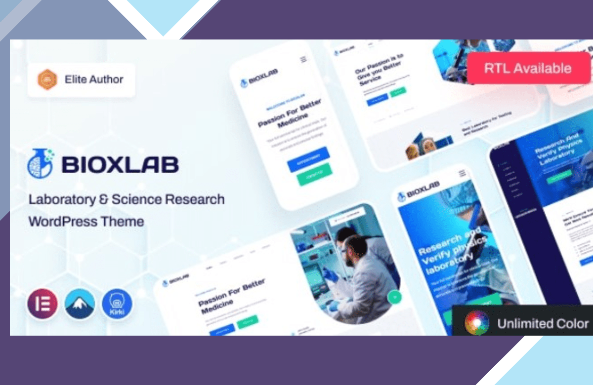 Bioxlab – Laboratory and Science Research WordPress Theme screenshot
