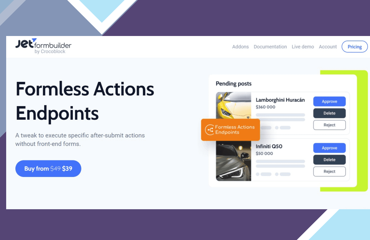 JetFormBuilder Formless Actions Endpoints screenshot