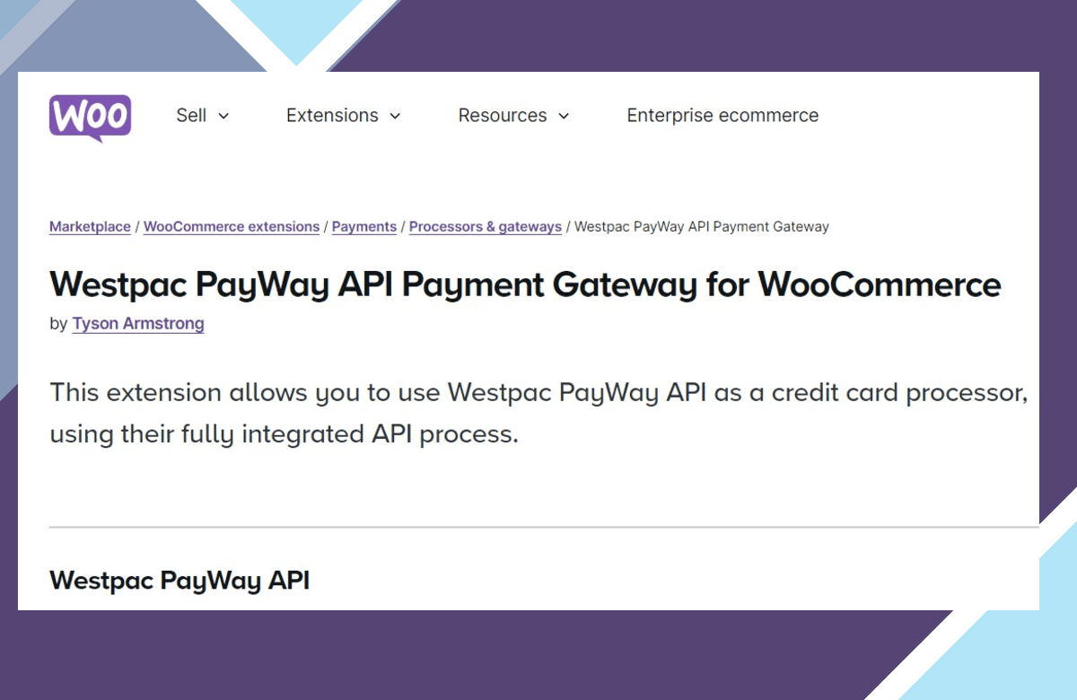 WooCommerce Westpac PayWay API Gateway screenshot