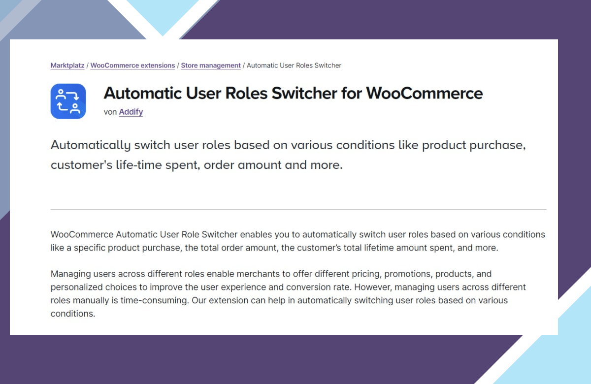 Automatic User Roles Switcher screenshot