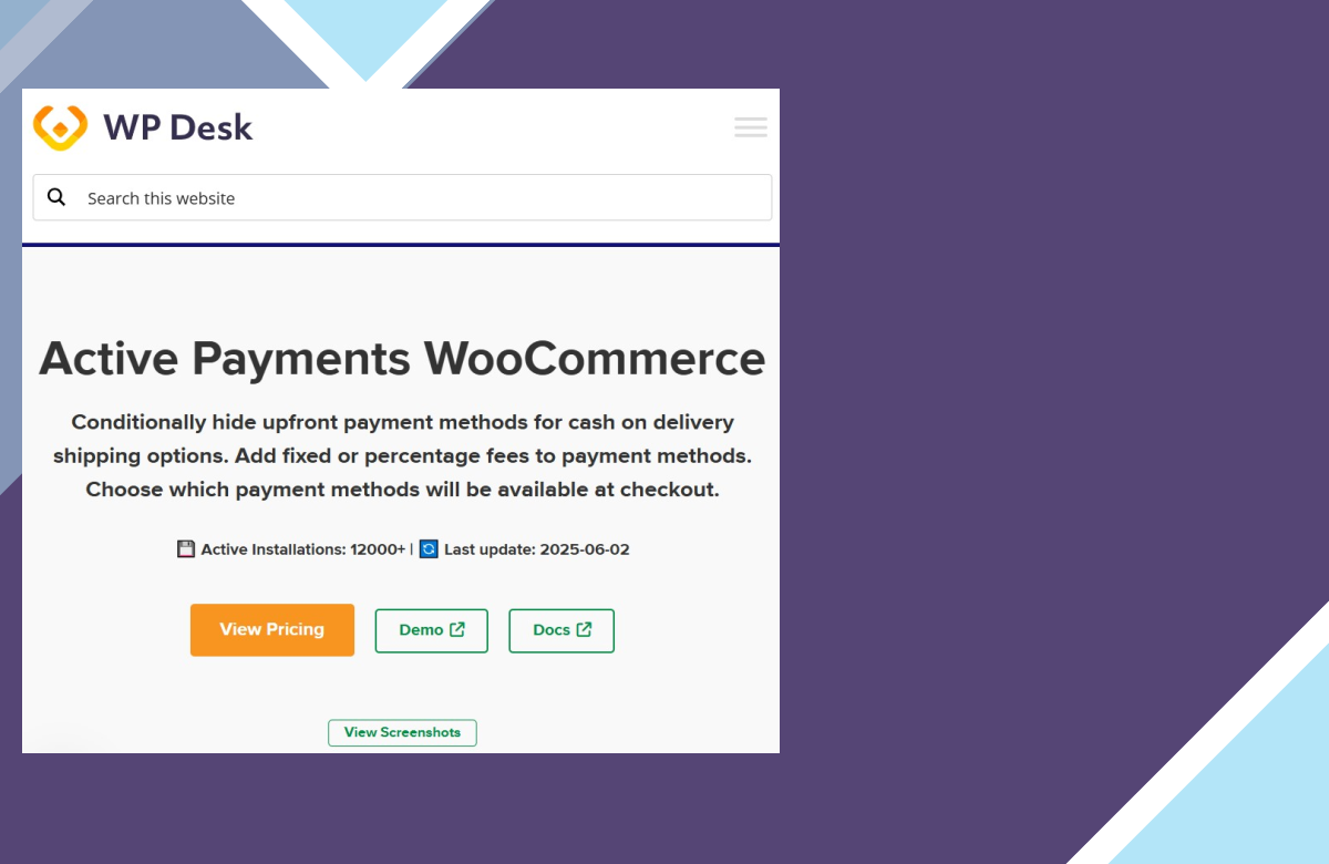 WooCommerce Active Payments screenshot