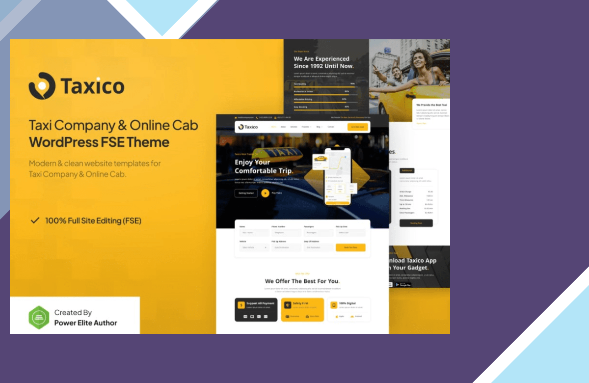 Taxico – Taxi Company and Online Cab Service Theme screenshot