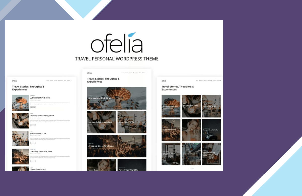Ofelia – Travel Personal WordPress Blog Theme screenshot