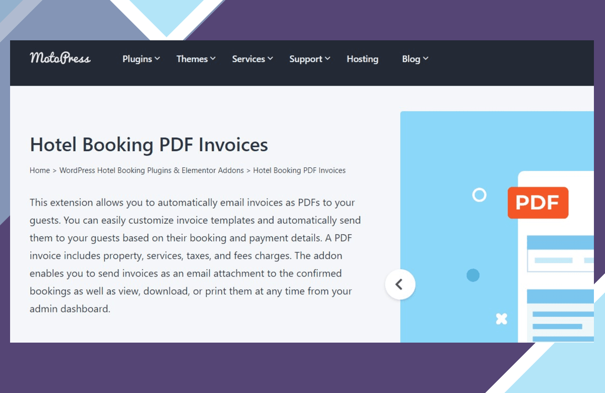 Hotel Booking PDF Invoices screenshot