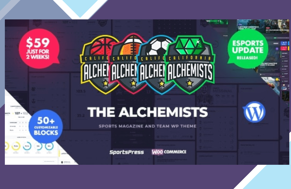 Alchemists – Sports, eSports and Gaming Club and News WordPress Theme screenshot