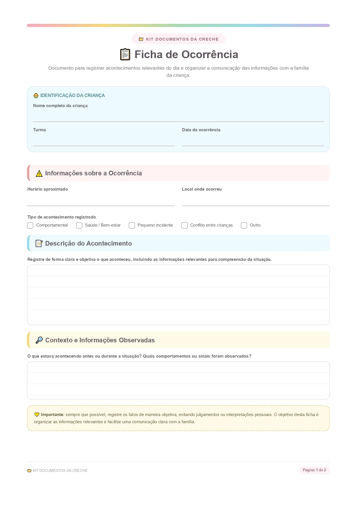 Ficha de Ocorrência