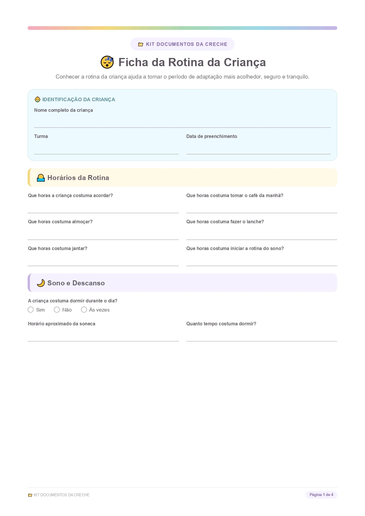 Ficha de Saúde e Cuidados