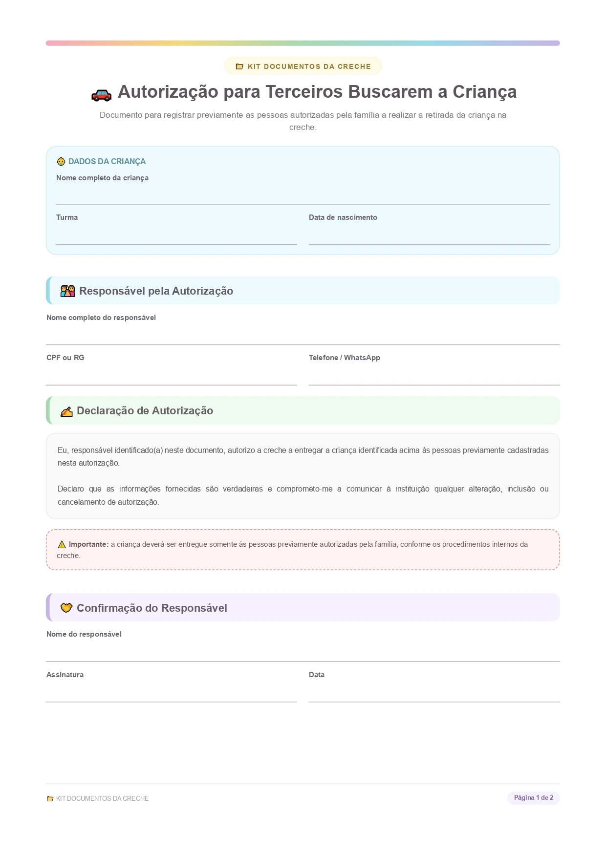 Autorização para Terceiros Buscarem