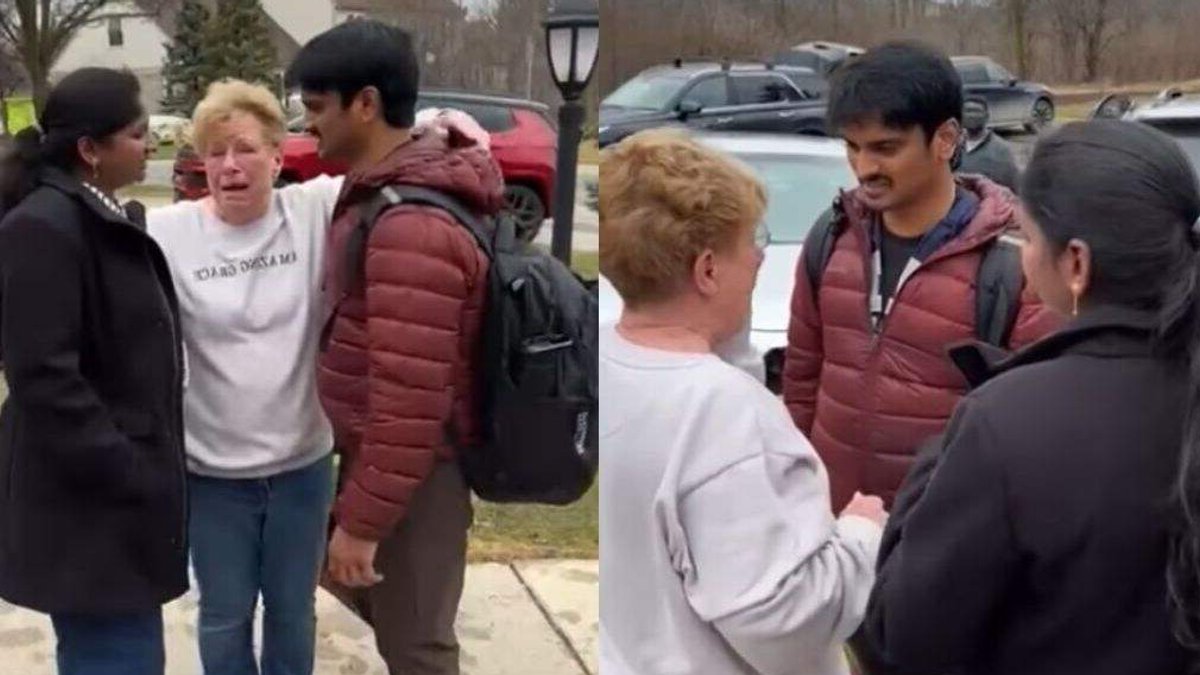 Woman tearfully bids farewell to Indian friends - indian neighbours