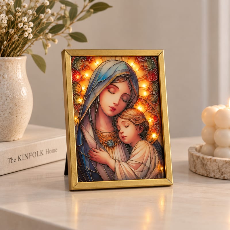 CUADRO VIRGEN CON LUZ 